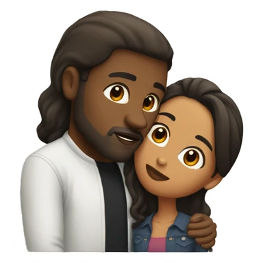 BLACK Man with dark SHORT hair WITH beard kissing HISPANIC woman with long STRAIGHT brown hair sticker