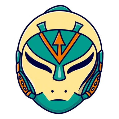 dark green, cream, and Carolina blue luchador mask sticker