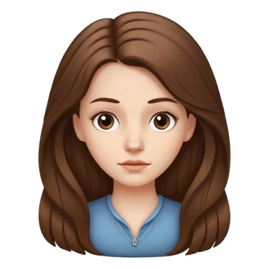 a white girl, face oval not so full, brown long hair, hairstyle: holding half hair back with two medium tall strands of hair on her face, her eyes brown a bit drawn  sticker