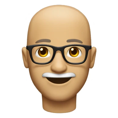 Bald man with glasses and a short beard, smiling sticker
