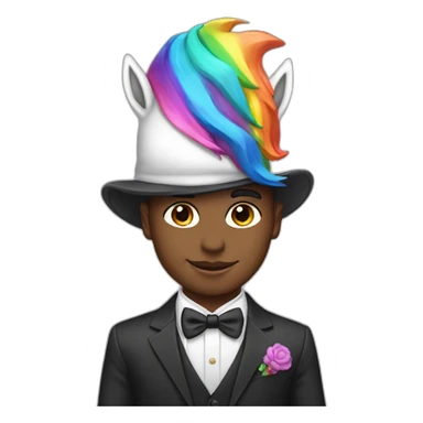 Posh-boy-with-suit-and-rainbow-unicorn-hat sticker