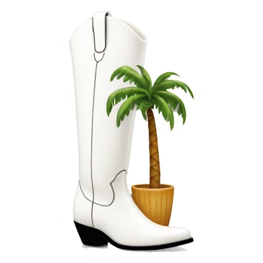 White cowgirl boot vase with palm tree  sticker