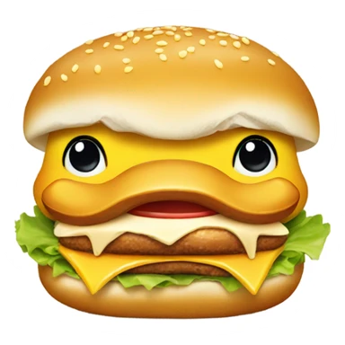 baby duck eating chicken burger  sticker
