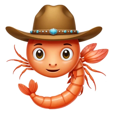 Shrimp with a cowboy hat sticker