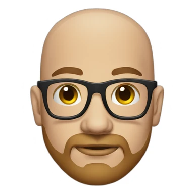 Tattooed bald man with beard and glasses sticker