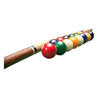 A close-up of a pool cue aimed at a set of colorful billiard balls resting on a green felt table. The focus is on the cue stick and the arrangement of balls, with subtle details of the game’s texture and atmosphere, emphasizing the precision and skill of billiards. sticker