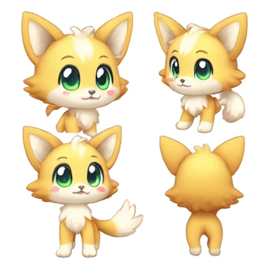 Cute Kawaii Chibi Anthro Fur-Sona Pretty Shiny Colorful Sparkly Fakemon Full Body sticker
