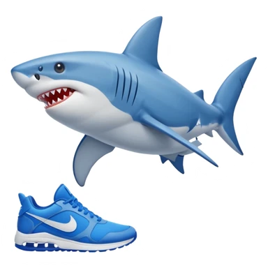 A shark with blue Nike shoes sticker