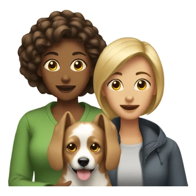 two women with a dog sticker