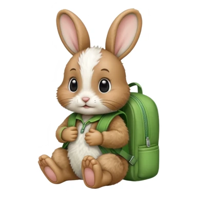 baby rabbit wear green backpack sticker