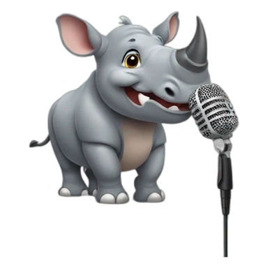 cute rhino with microphone sticker