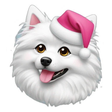 Japanspitz weiß mit weihnachtsmütze rosa Ohren sticker