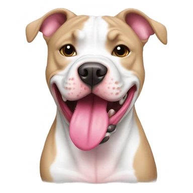 perro pitbull blanco con nariz rosa sacando la lengua sticker