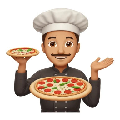 smiling Italian chef spinning pizza dough sticker