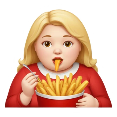 Fat Girl munching fries sticker