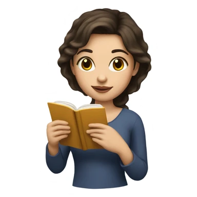 A brunette girl with light skin reading a book and drinking a cup of tea sticker
