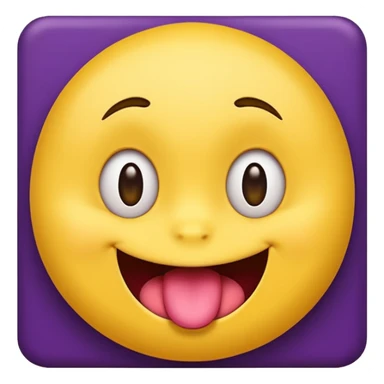 "A mischievous yellow emoji face with a sly, tilted smile, slanted eyebrows, and its tongue playfully sticking out to the side. The background is a deep purple. The expression looks naughty, teasing, and a little cheeky." sticker