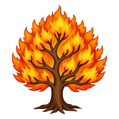Burning bush with bright orange flames sticker