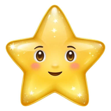Generate a high-quality 3D cartoon-style emoji of a yellow sparkling star, glittering and shining effect, smooth gradient colors, rounded and cute appearance, no human faces, simple white background, high-resolution.

 sticker