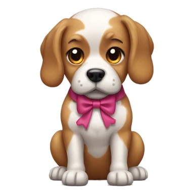 Emoji dog wearing bow sticker