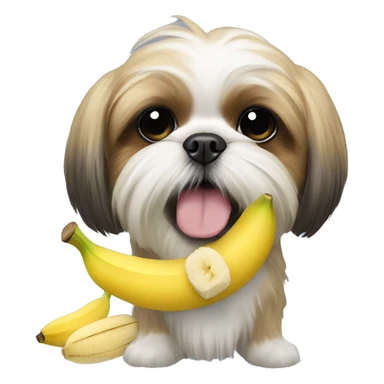 Shih tzu with a stuffed banana in its mouth sticker