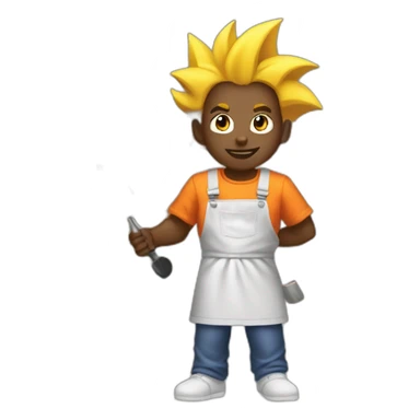 Black male with Home Depot apron and paint brush going super Saiyan sticker