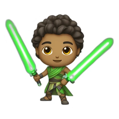 Young Ashoka Tano with green lightsabers sticker