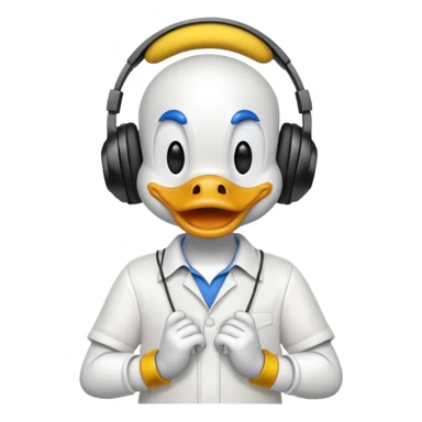 Doonald duck with headphones  sticker