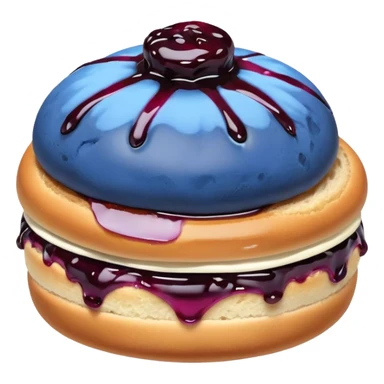 Make an emoji of a blueberry bun (small) that's broken off a bit so you can see the blueberry jam sticker
