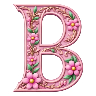 Pink, romantic, flowery, the letter “D” sticker