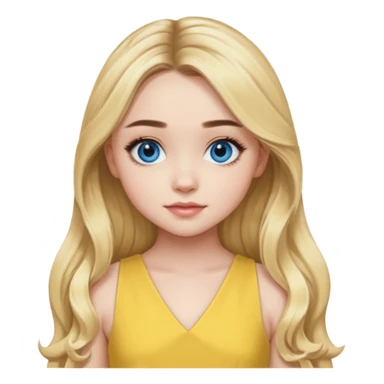 Sabrina Carpenter blue eyes, long blonde hair, yellow a-line dress sticker