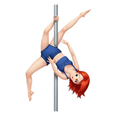 redhead character with red hair performing a jiu jitsu move on a pole dance pole sticker