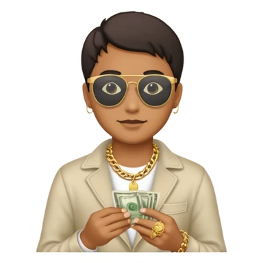 Knight helmet gold chain dark glasses money sticker