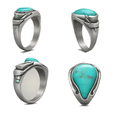 silver turquoise ring with inlay stone detailing sticker