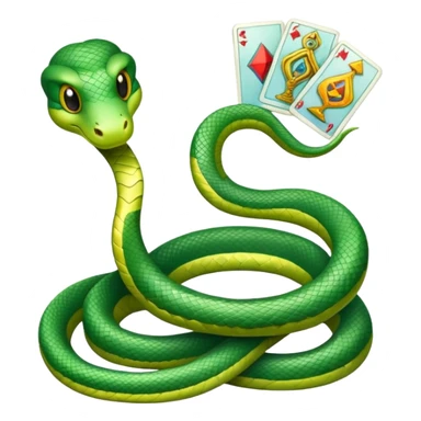 Cute green snake with Tarot cards sticker