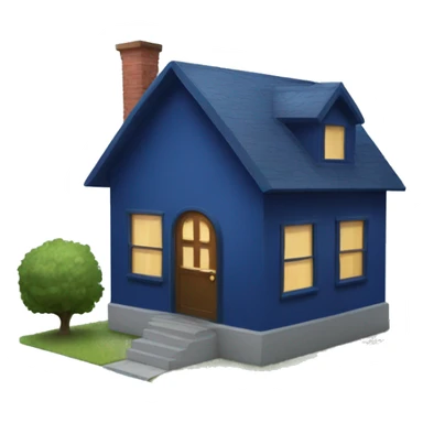 dark blue house with single heart with house, words "One Click Home" in an energetic way sticker