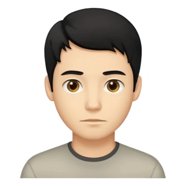 emoji of a young man with black hair and blonde highlights, no beard, neutral expression sticker
