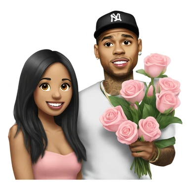 Hyper Realistic Chris Brown giving flowers to Karruche Tran sticker
