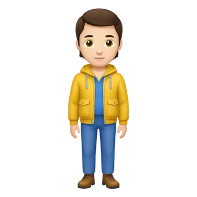 brunette man with yellow dutch clothing sticker