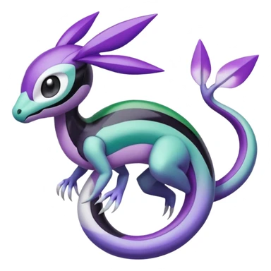 Violet-purple-black-white-gradients Meloetta-Rayquaza-Chatot-Pokémon-Fakémon-creature sticker