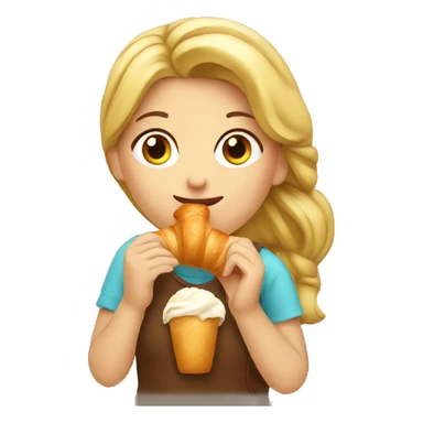 Girl eating croissant sticker