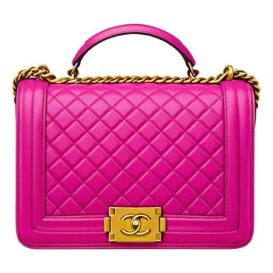 chanel le boy bright pink bag with gold hardware sticker