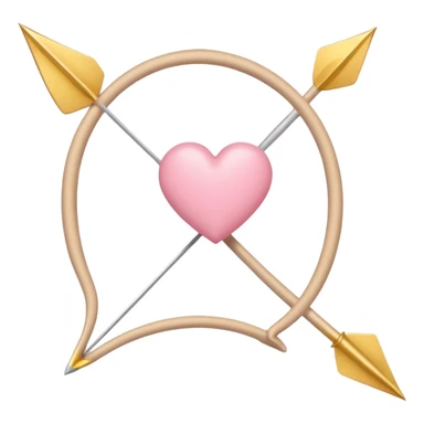 Cupid's bow and arrow with a heart tip in soft pink, beige and yellow pastel light sticker