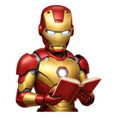 read book with iron man sticker