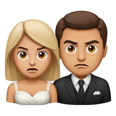 married couple arguing, emoji style, both with angry faces sticker