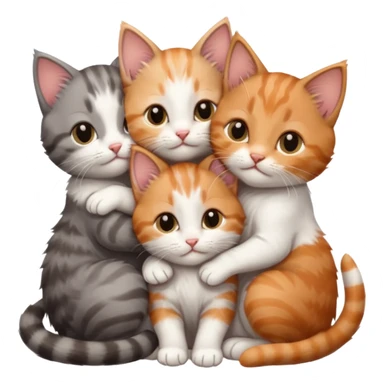 6 tiny kittens cuddling together all different colours, the first one is grey and white, the second is ginger and white and the third is brown tabby and white sticker