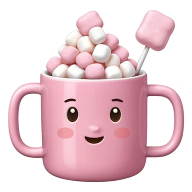 Kakao in pinker Tasse mit pink weißen mini marshmallow sticker