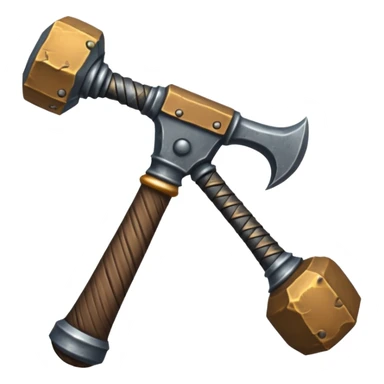 a heavy, ancient hammer weapon, Soulmask fantasy style, for an emoji sticker