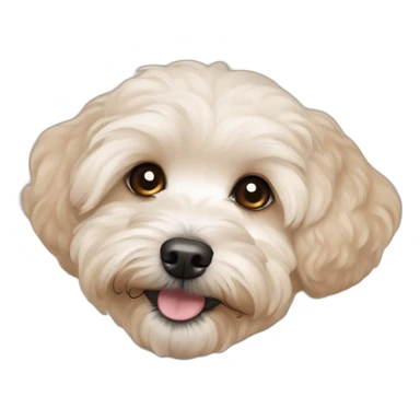 very light beige maltipoo terrier mix with light brown ear sticker