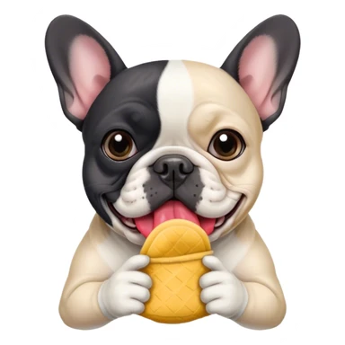 Black and white frenchie eating a sock  sticker